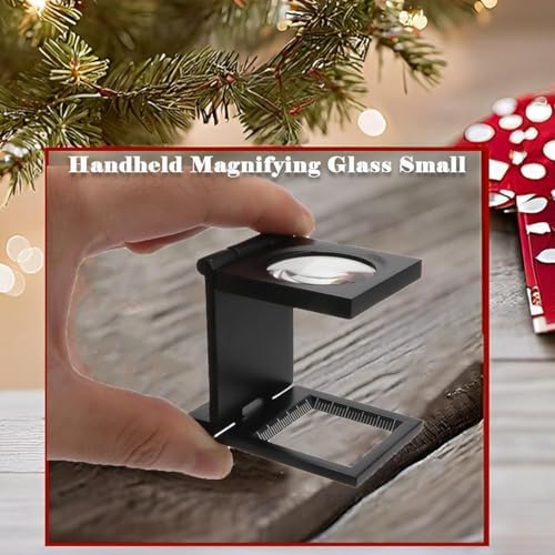 Rongon Pocket Magnifier Small Folding Magnifying Glasses 10X 28mm Mini Jewelers Magnifying Loupe with Scale Three-Folding Loupe Magnifiers for Coins Textile Optical Jewelry Tool (1 Pcs)