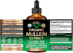 Mullein Drops for Lungs - USDA Organic Liquid - Mullein Leaf Extract Supplement - Made in USA - Lung & Bronchial Cleanse for Smokers - Respiratory Health Support - As Tincture, Tea, Pills - 4 fl oz