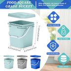 Mumufy 3 Pcs 3.5 Gallon Square Food Grade Bucket with Lid Square Bucket Pail Plastic Handles for Long Term Food Storage, Camping, Fishing, Home Organization Easy Stack and Store (Aqua,Gray,Blue)
