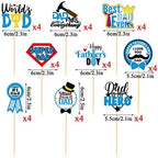 CAVLA 36 Pieces Cupcake Toppers for Father's Day Best Dad Ever Super Dad Thank You Dad Dad is My Hero Cupcake Picks for Fathers Day with Tie Hat Cupcake Decorations for Father's Day Dad's Day