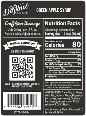 DaVinci Gourmet Green Apple Syrup, 25.4 Fluid Ounces (Pack of 4)