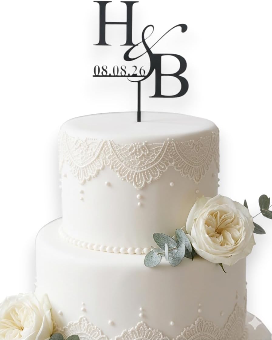 Custom Wedding Cake Topper, Personalized Monogram Initials, Anniversary Cake Decoration