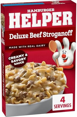 Hamburger Helper Deluxe Beef Stroganoff Pasta Meal (5.5 oz- 12 Pack) No Artificial Flavors, Ready in 3 Easy Steps, Quick Meals for Midweek Dinners, Busy Evenings & Families On-the-Go