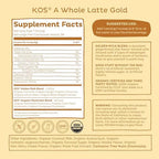 KOS Golden Mylk with Tumeric and Ginger, Organic Superfood Latte Powder, Adaptogen Mushroom Blend - Coffee Creamer, Dessert & Smoothie - Caffeine Free, Vegan, Dairy-Free, Gingerbread Chai, 28 Servings