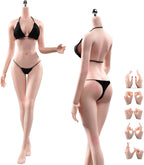 Fremego 1/6 Scale Female Body,12inch Super Flexible Seamless Female Figure Body Makeup Version with Undetachable Feet Tall and Slender Miniature Action Figure (Pale Skin)