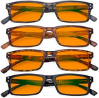 Eyekepper 4 Pack Blue Light Filter Glasses Blocking Digital Glare Readers for Women Men Reading Computer Screen Orange Tinted +0.50