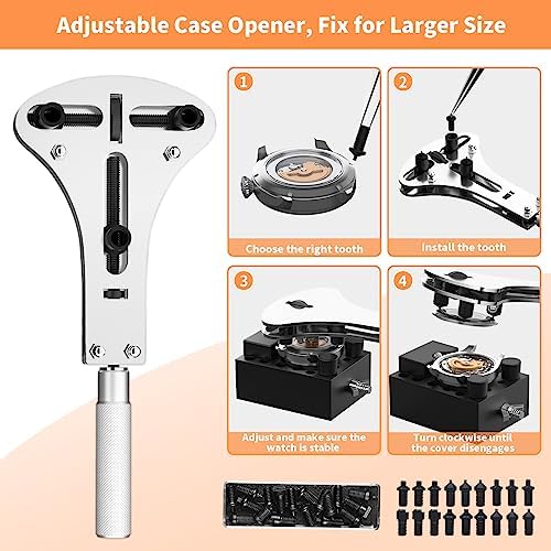 Watch Link Removal Kit, BYNIIUR Watch Repair Kit, Watch Case Opener Spring Bar Tools, Watch Battery Replacement Tool Kit, Watch Band Link Pin Tool Set with Carrying Case and Instruction Manual