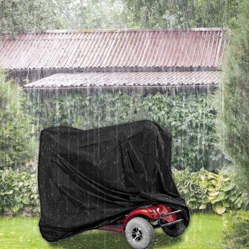 Mobility Scooter Cover Waterproof Outdoor, Mobility Wind Protection Scooters Heavy Duty Oxford Electric Wheelchair Covers Resistant All Weather Protector Accessories for Storage 55"x 26" x 36"