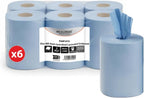 McKLords Commercial - Blue Centrefeed Roll - Recycled 2 Ply, 400 Sheets, Pack of 6 Laminated & Embossed, Strong & Absorbent, Ideal for Industrial & Kitchen Use