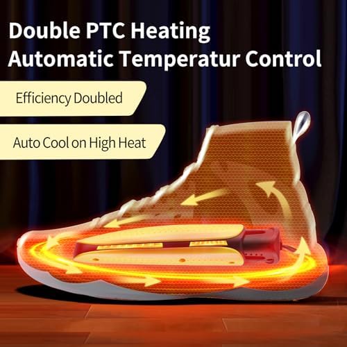 Portable Footwear Shoe Dryers Machine with Auto Temperature Control for Rainy Seasons Winter Travel, Extendable Boot Warmer Fireproof Drying for Shoes, Gloves, Socks