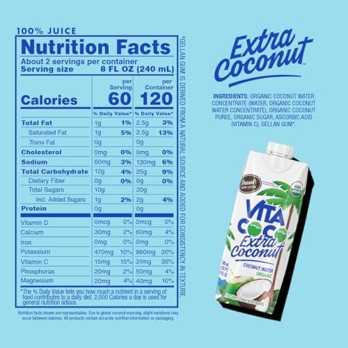 Vita Coco Organic Coconut Water, Pressed, More "Coconutty" Flavor, Natural Electrolytes, Vital Nutrients, 16.9 Fl Oz (Pack of 12)