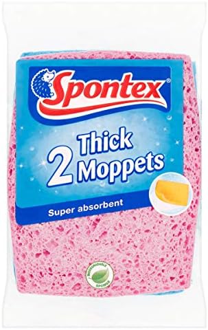 Spontex Thick Moppets, 6 Packs of 2 (Total 12 Sponges)