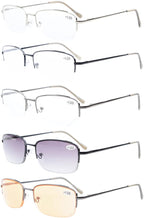 Eyekepper 5-Pack Metal Half-Rim Spring Hinges Reading Glasses Include Computer Readers +0.75