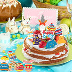 300 Pieces Easter Cake Toppers Edible Cupcake Topper Wafer Paper Birthday Decor for Easter Theme Party Cake Cupcake Rabbit Chicken Gnome Eggs