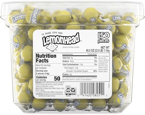 Lemonhead Hard Lemon Candy, Individually Wrapped Candy (150 Count) , 40.5 Ounce