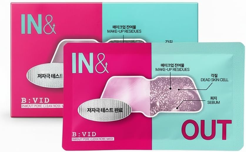 BIVID In & Out Bio-Cellulose Nose Pack, Tea Tree Pore Care for Sebum & Blackheads, Hydrating Korean Nose Mask — K-Beauty Self Care, 0.11 oz, 4 Pack