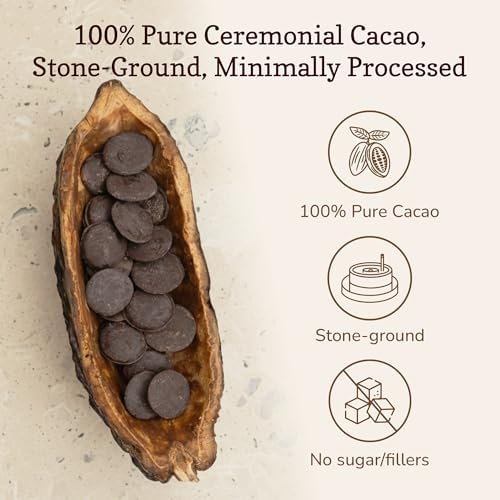 ChakaCacao | Premium Ceremonial Cacao – 100% Pure, Minimally Processed, Rich in Theobromine, Flavonoids & Anandamide – 1 lb Easy-Melt Discs for Enhanced Mood, Focus & Sustained Energy