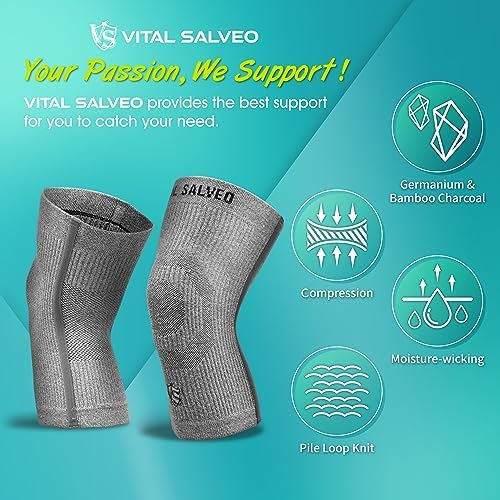 Vital Salveo Warm Knee Sleeve for Thermal Pain Relief, Stay Warm Knee Braces for Circulation, Swelling, and Arthritis, 24/7 Recovery Support for Cold Weather, Office, Daily Wear, Breathable Knee Support for Women and Men(1 PC)/