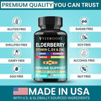 Elderberry Immune Support Supplement 8-in-1 Formula with Echinacea, Vitamin C & Zinc, Vitamin D 5000 IU, Turmeric, Ginger, Ashwagandha – 60 Capsules