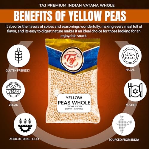 TAJ Yellow Peas Whole 2-Pounds | Vatana Whole, Vatana, Matar