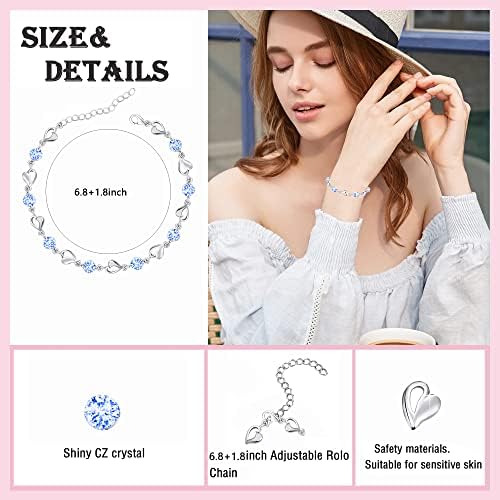 M&Ostyle Silver Bracelet for Women,Bracelet Shiny Crystal Diamond Adjustable Bracelet Mother's Day Jewelry Gift Birthday Christmas Gifts for Women Mom Wife