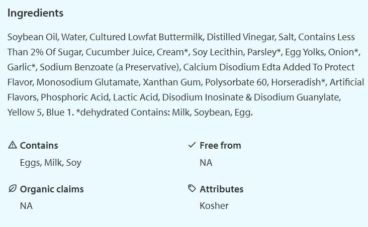Sysco "Cusabi" Dressing & Dip | Cucumber Wasabi Ranch Flavor | Kosher | 1 Gallon