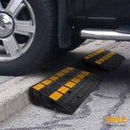 Pyle Rubber Curb Ramp 2PC Set, Heavy-Duty Driveway Ramp 4.1" Rise, 55,000 lbs Capacity, 19” L x 11.82” W, High-Density Waterproof Threshold Ramps for Cars, Trucks, Wheelchairs, Garage & Sidewalk