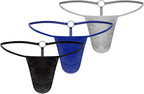 iiniim 3pcs Mens Bulge Pouch Thongs Underwear Spaghetti Straps Low Rise Jockstraps G-string Lingerie