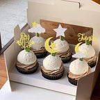 24 Pack Little Star Cupcake Toppers Glitter Moon Cloud Cupcake Picks Twinkle Star Baby Shower Kids Birthday Wedding Party Cake Decorations Supplies Gold