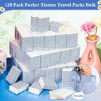 120 Pack Pocket Tissues Travel Packs 1200 Sheets Travel Size Tissue Packs 3 Ply Unscented Small Mini Individual Portable Tissue Pack with Unique Embossing for Purse Holiday Travel Party