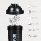 Shaker Bottle 18OZ Protein Shaker Bottles with Powder Storage & Pill Case 500ML GYM Shaker Cup for Protein Mixes with Mixing Ball Leak Proof Mixer Bottle for Pre Workout,BPA Free(white)