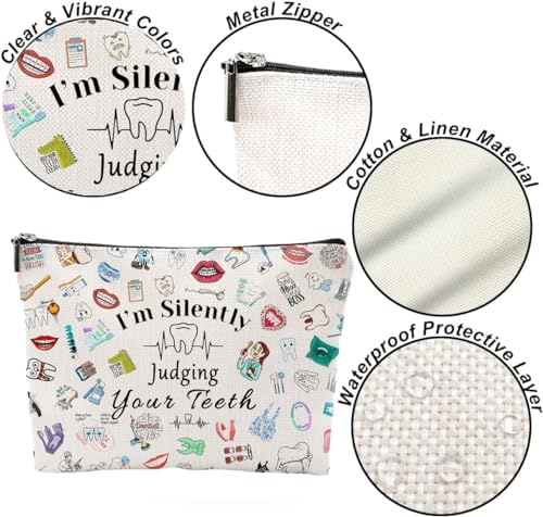 Dentist Gift Dental Gift for Women Makeup Bag Dental Assistant Gift Dental Hygienist Gift Cosmetic Bag Graduation Gift for Dentist Thank You Gift for Her Birthday Retirement Gift