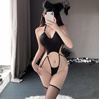 Women's Sexy No Take Off Maid Anime Cosplay Hollow Lace Up Underwear Bodysuit Anime lingerie Lingerie Lace