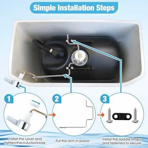 Dreyoo Pressure Assist Toilet Lever Compatible with 738254-0020A, Hand Trip Lever Compatible with American Standard Pressure Assisted 4086 Toilet Tank, Polished Chrome(Left Hand)