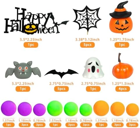 Halloween Cake Toppers 3D Pumpkin Bat Ghost Cake Balls Cake Decorations Happy Halloween Theme Birthday Supplies (Style 01)