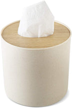 Zimon Toilet Paper Roll Dispenser with Bamboo Lid, Decorative Round Paper Holder, Bathroom Tissue Box Cover