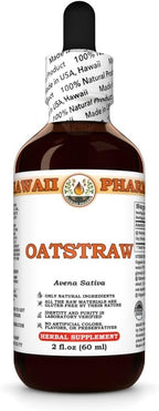 Hawaii Pharm Oat Straw Alcohol-Free Liquid Extract, Professional Grade, Small Batch Crafted Oats Straw (Avena Sativa) Dried Tops Glycerite Natural Herbal Supplement, 2 fl.oz