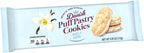 Danish Puff Pastry Cookies: Vanilla Creme Sandwich Cookies with Caramelized Sugar Coating, European Import from Denmark, Light Layers & Crispy Snack Treat, 3.95oz Bag