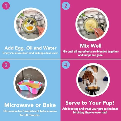 Puppy Cake Dog Birthday Cake Kit – Cake Mix, Icing Mix, Candle and Swirl Tri Color Silicone Pan, Peanut Butter Flavor – Bake or Microwave – Perfect for Celebrating Your Dog’s Special Day – Made in USA