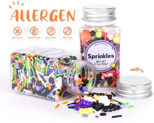 Edible Halloween Sprinkles, Tombstone Cupcake Toppers, Halloween Cake Decorations, Bloody Candy Bones, Pumpkin Cupcake Toppers, Ice Cream, Cookies, Macaron, Chocolate, Cakecicles(120g/4.2oz)