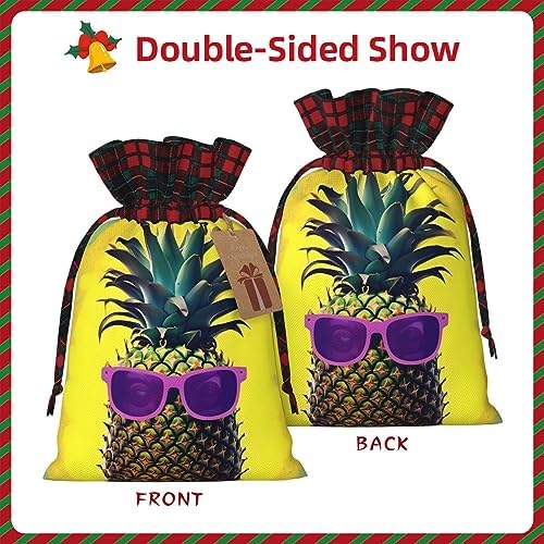 ZISHAK Psych Pineapple Quote Charming Drawstring Christmas Gift Bags,Reusable Present Pouches For All Occasions