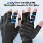 Donfri Copper Arthritis Compression Gloves for Women Men, Fingerless Gloves Carpal Tunnel Pain Relief, Hand Support Wrist Brace (XL)