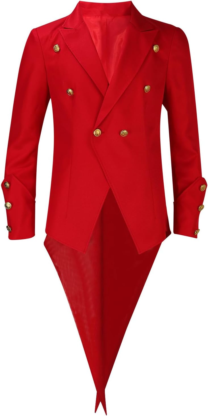 Mens Vintage Tailcoat Jacket Fancy Cool Cosplay Costume Robe Long-Sleeved Costume Cosplay Swallow-Tailed Coat Tuxedo