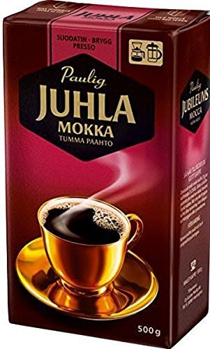 Paulig Juhla Mokka - Dark Roast - Fine Grind - Filter Blend Ground Coffee - Bag 500g (Finland) (1 Bag )