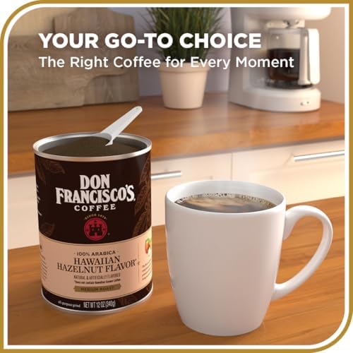 Don Francisco's Hawaiian Hazelnut Ground Flavored Coffee: Rich, Aromatic 100% Arabica Beans - (3 x 12 oz Recyclable Cans)
