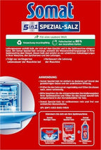 SOMAT Special Salt (1.2 kg), Dishwasher Salt for Stronger Dishwashing Performance, Water Softener for Dishwasher Works Against Limescale for Shiny Results and Longer Life