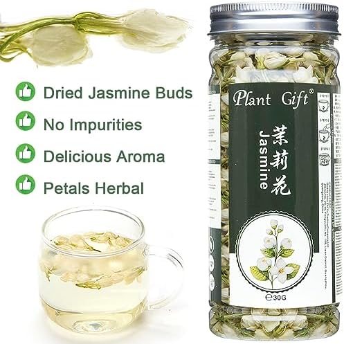 Plant Gift Jasmine Tea Dried Flowers, 100% Natural Pure Herbal Tea, Loose Leaf White Jasmine Can Mix Green Tea, Can Extract Jasmine Essential Oil 30G / 1 Oz