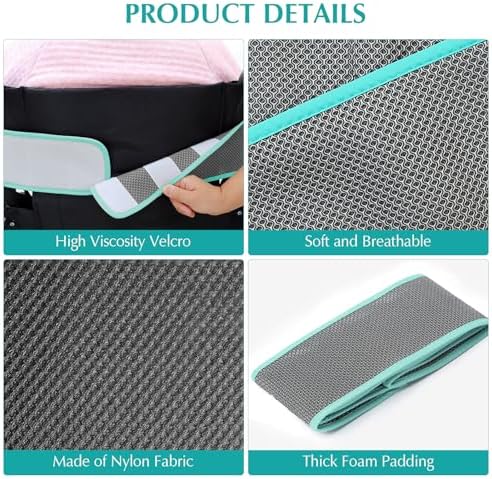 Wheelchair Seat Belt Adjustable Safety Harness Chair Positioning Restraint Belt Anti-Slip Cushion Belt for Elderly and Patient(Gray)