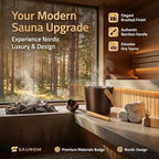 Luxury Aluminum Sauna Bucket and Ladle Set with Modern Nordic Design – Anodized Aluminum Sauna Ladle with Bamboo Handle – Rust & Heat Resistant 1.3 Gallon Bucket & 13.5 oz Ladle