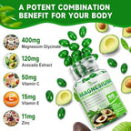 Magnesium Glycinate 400mg, High Absorption Magnesium Supplements Softgels with Vitamin E, B6, Zinc for Sleep, Calm, Muscle Relaxation & Bone Health, Gluten-Free, Non-GMO, 60 softgels